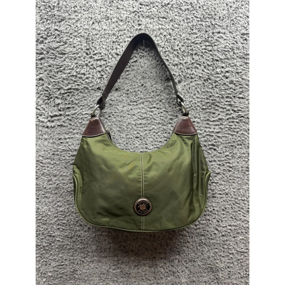 Dooney & Bourke Women's Nylon Brown Leather Strap‎ Hobo Shoulder Bag Army Green